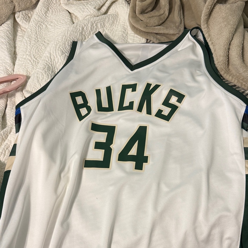 Men’s White and Green Bucks Jersey